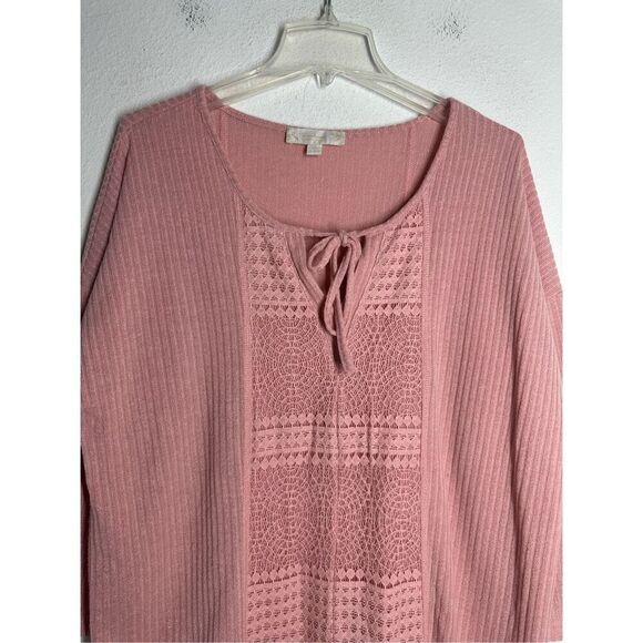 Weekend Suzanne Betro Women’s Bohemian Knit Pink Peach Sweater Size 1X - Picture 2 of 11